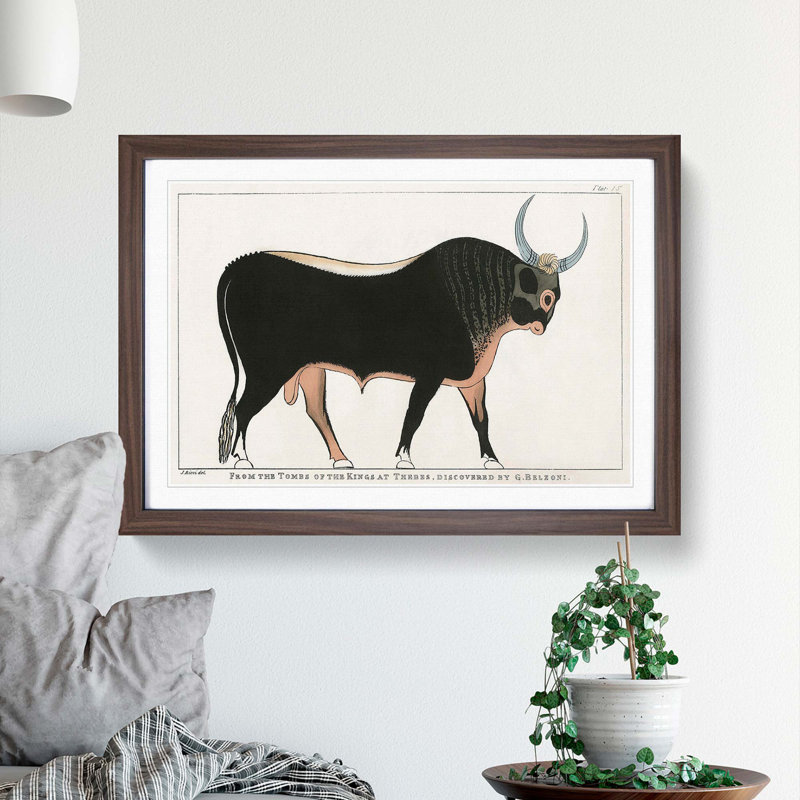 The Apis Bull by G.B. Belzoni - Picture Frame Graphic Art Print, 48cm H x 65cm W x 2cm D, Walnut Framed