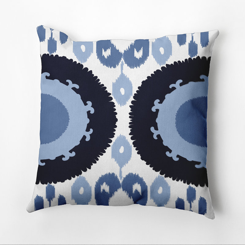 Happy Hippy Outdoor Square Pillow Cover & Insert, Navy/Blue, 20" H x 20" W
