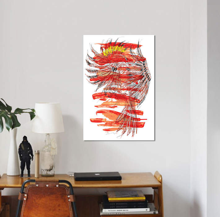 Impression sur toile tendue aves, H 40 po x l 26 po x P 1,5 po, Toile tendue, Pas de tapis