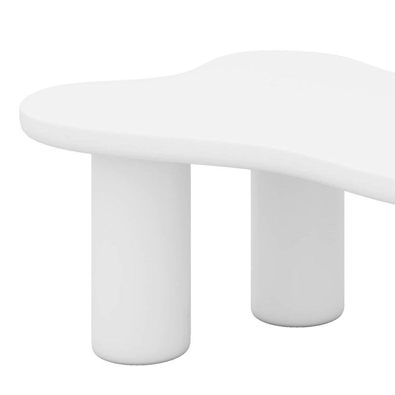 Table basse en bois en forme de nuage pour le salon, H 15,7 po x L 44,0 po x l 25,9 po, Blanc