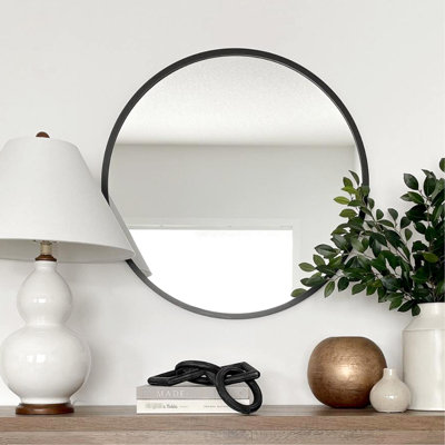 20 Inch Round Bathroom Mirror Black - Superior Quality 4mm Hd Glass, Corrosion Aluminum Alloy Frame, Shatterproof Protection Included, Install Without Hassle Rust Coating, Simple Installation Steps