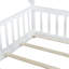 Lit de plancher en bois en forme de tente avec garde-corps, lattes et porte-2130038084