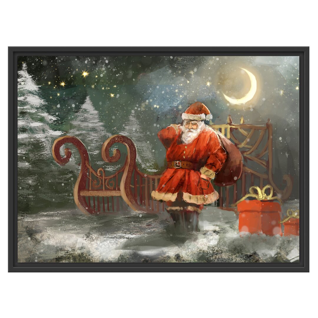 Gerahmtes Poster Santa Claus with Gifts