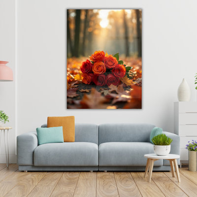 Art mural en verre trempé Orange Roses