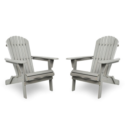 2 Gray Wood Deck Chairs - Foldable With Grain 2 Solid Folding Patio Chair