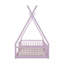 Lit simple en bois avec clôture, rose