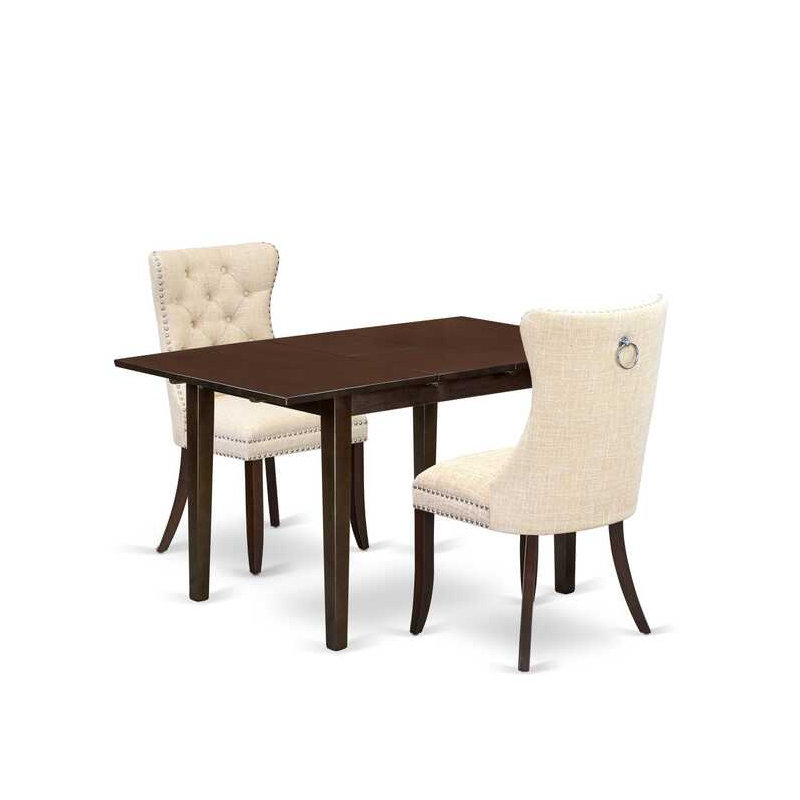 Ensemble de table de salle à manger 3 pièces, Beige, Acajou