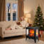21 Inchthree-Sided Freestanding Electric Fireplace Stove Heater With 3D Flame Effect With Remote Control