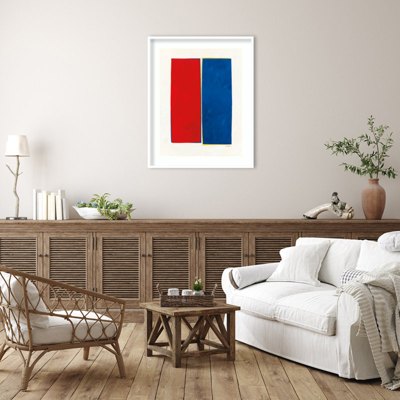 Reproduction d'art mural en bois monolithe II, H 41 po x l 33 po, Cadre blanc