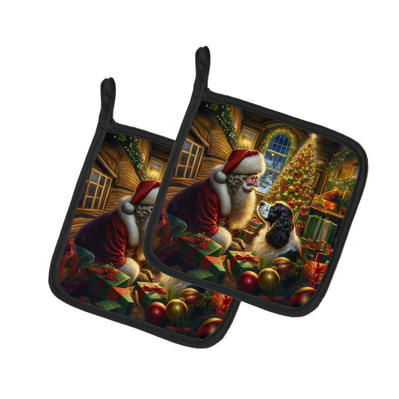 Caroline's Treasures Moments With Santa Polyester Potholder Set