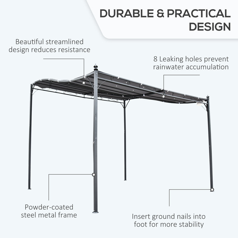 Outsunny Gray Steel Outdoor Pergola Gazebo with Weather-Resistant Canopy