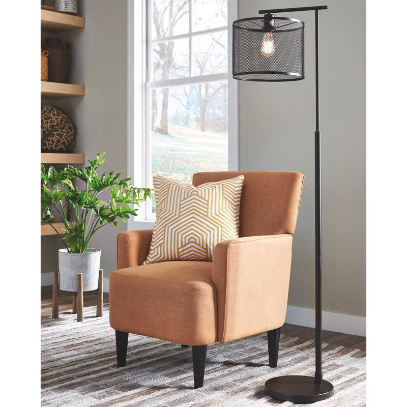 Contemporary Urban Bronze Metal Floor Lamp with Mesh Shade