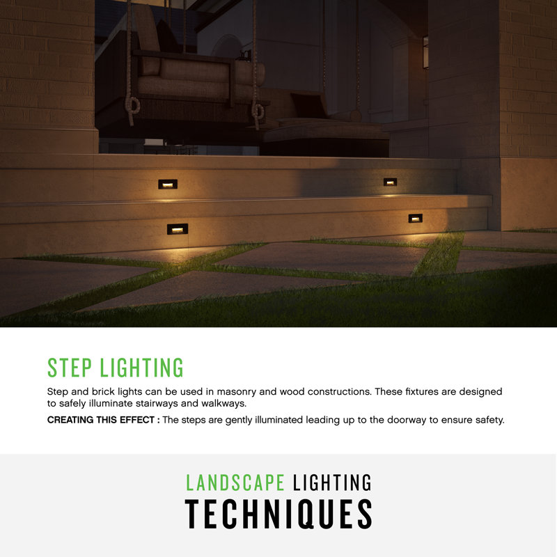 Bronze 8" LED Step Light with Etched Glass