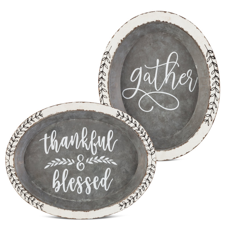 Set of 2 Assorted Galvanized Trays