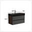 Meuble-lavabo 36 po en noyer avec lavabo en quartz noir mat et tiroirs noirs doux, meuble-lavabo mural flottant pour salle de bain moderne, sans drain ni robinet, KD 