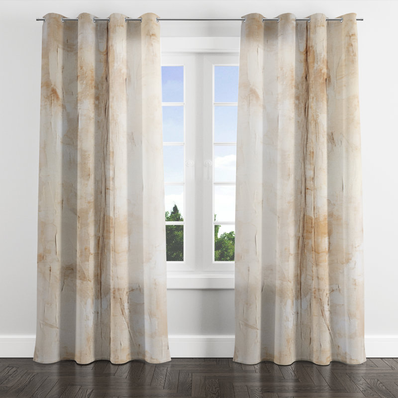 Andranique - Abstract Painting Grommet Curtain - Velvet Room Darkening - 1 Panel, 52" W x 84" L, Silver Grommets
