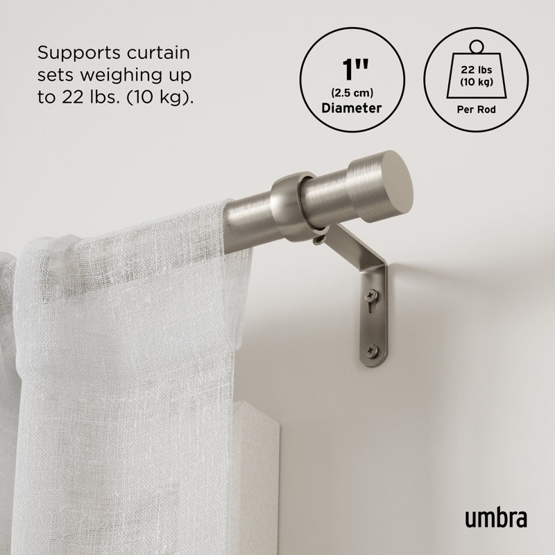 Nickel 180" Adjustable Curtain Rod with Finials