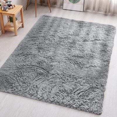 Irim Fluffy Modern Shaggy Grey Indoor / Outdoor Living Room Non Slip Area Rug