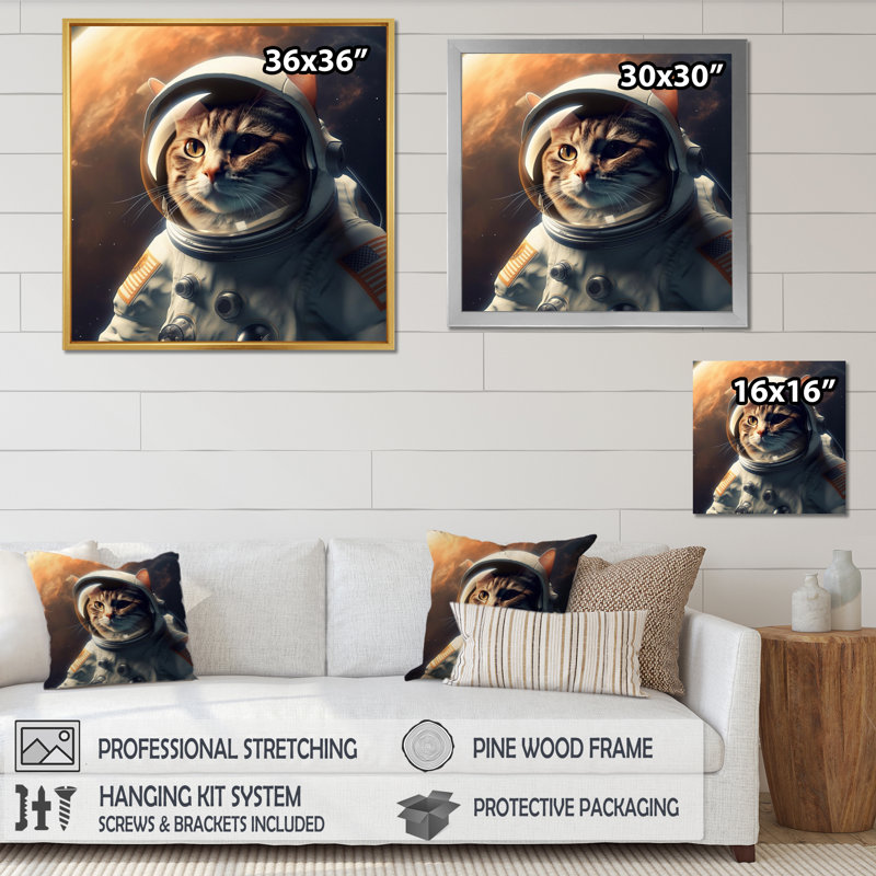 Chat, reproduction d'art sur toile, photographie de chat, Cadre flottant blanc, H 36 po x l 36 po x P 1,5 po