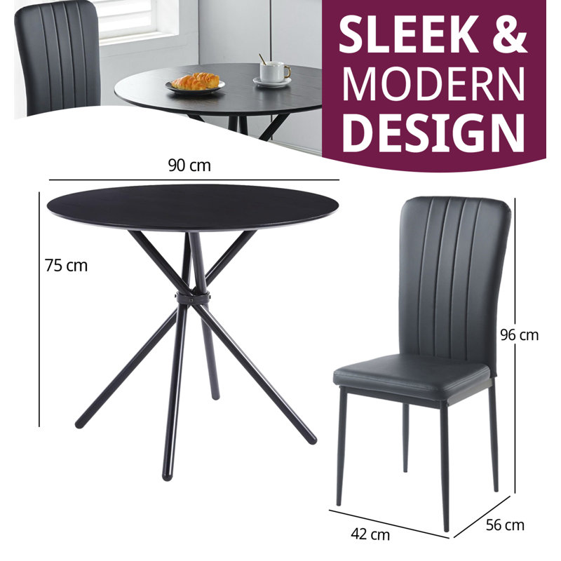 Rumaldo 2 - Person Dining Set, Black