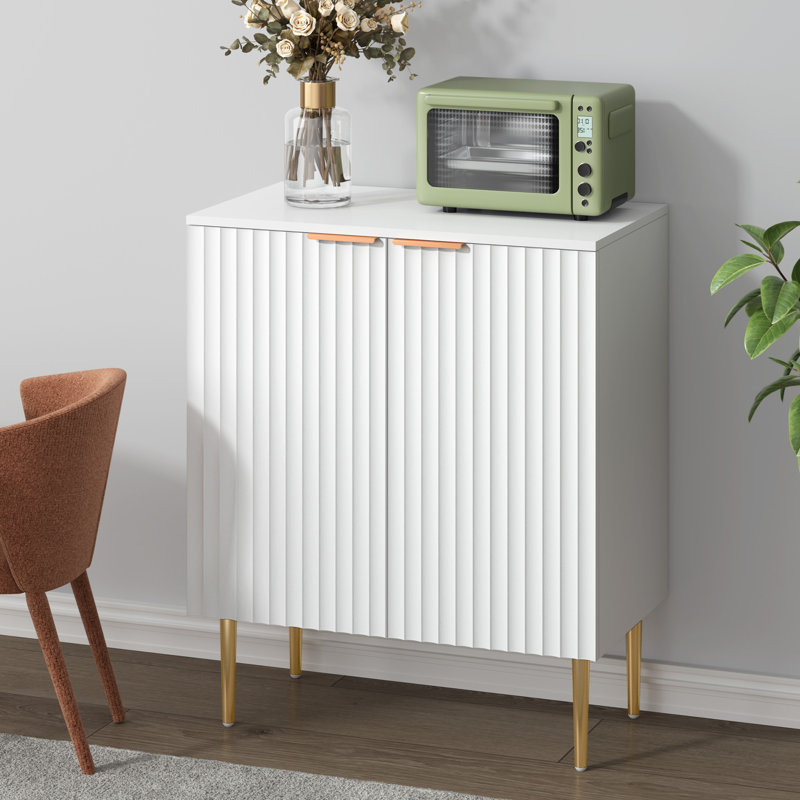 Rishaw 28.5" W Fluted 2-Door Accent Cabinet with Adjustable Interior Shelves, White, 1
