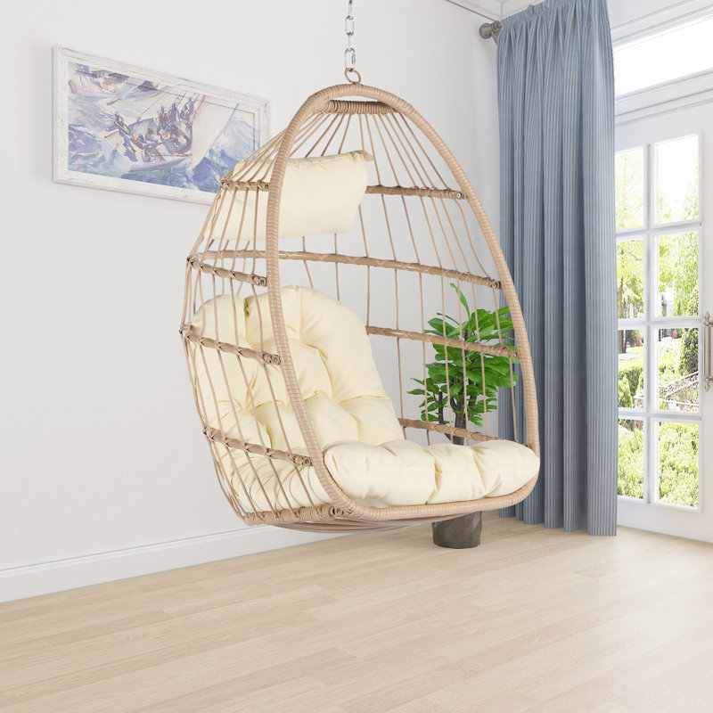 Balancelle d'extérieur en rotin, Beige, Naturel