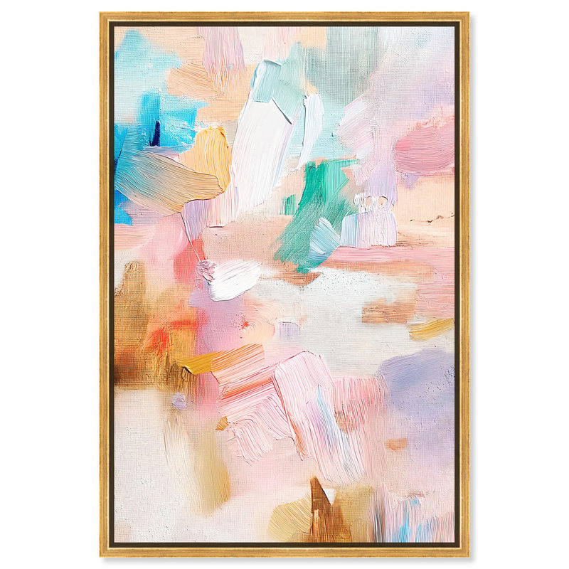 Toile rose quartz II par Art Remedy, Cadre flottant, H 16 po x l 11 po, Noir
