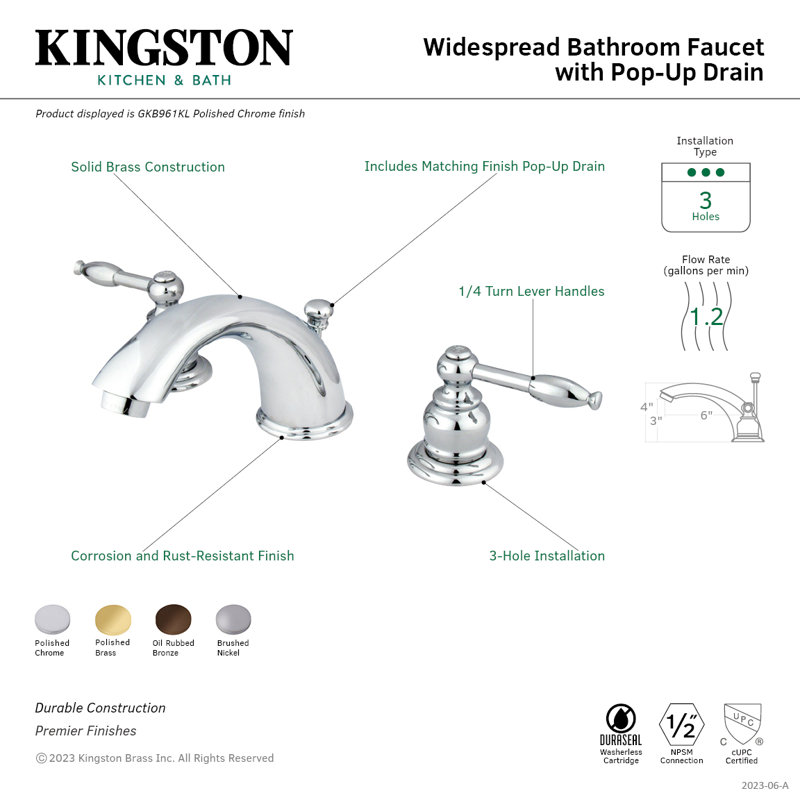 Robinet de salle de bain espacé Kingston, Bronze huilé