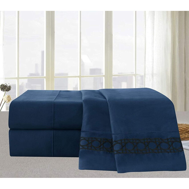Ensemble de draps en microfibre percale, Complète, Bleu marine