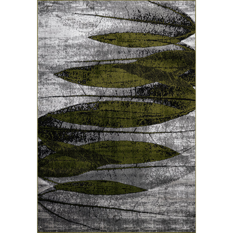 Abstract Area Rug, Green, Rectangle 120 x 170 cm