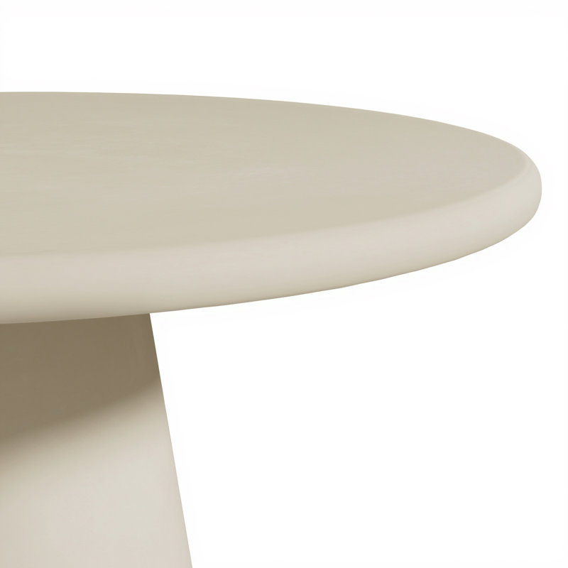 Table de salle à manger ronde moderne en béton avec base piédestal, Gris abricot