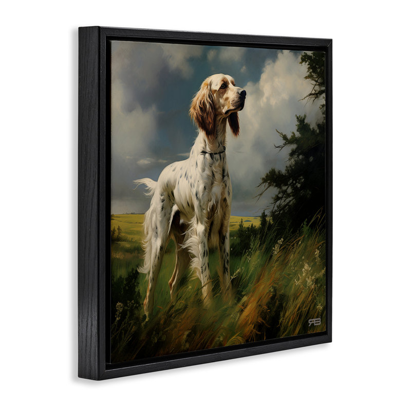 «Windswept Country Dog», toile encadrée flottante noire par Roozbeh Bahramali, Cadre flottant noir de jais, H 18 po x l 18 po