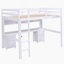 Lit mezzanine avec bureau, armoires, tiroirs et station de charge