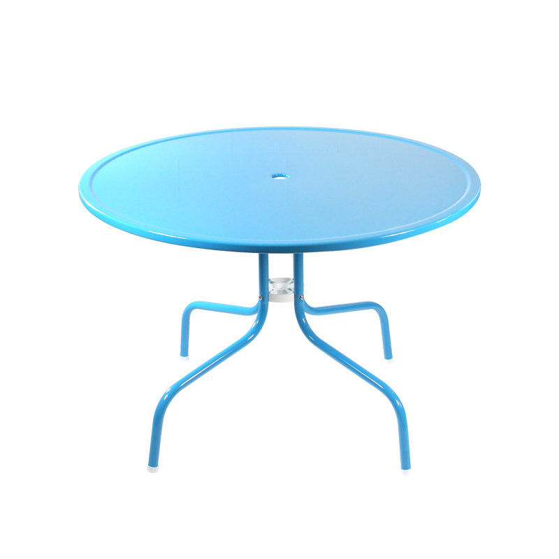 39.25-Inch Outdoor Retro Metal Tulip Dining Table, Blue