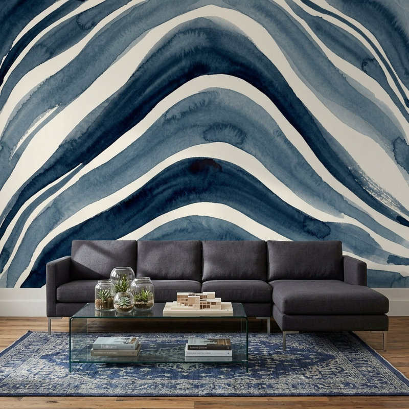 Décoration murale abstrait aquarelle, Texturé non collé, 120 po x 96 po