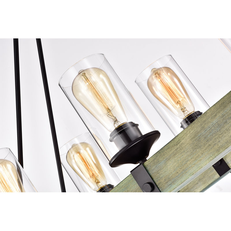 Lustre rectangulaire en bois 6 lumières Dahlia