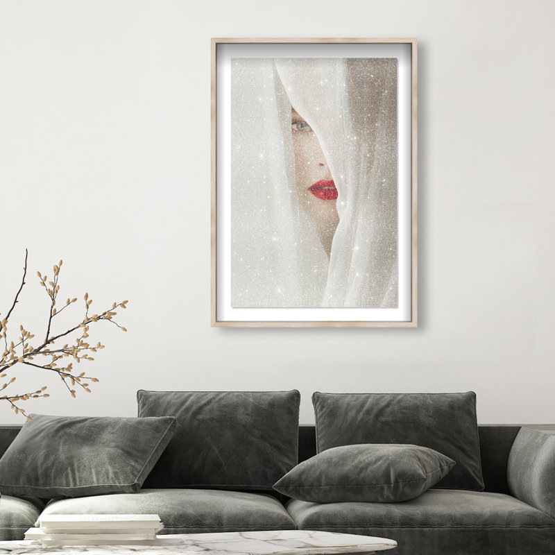 Secret Under Silk Print by Oliver Gal, 25.5"H x 17.5"W, Natural Oak Shadowbox