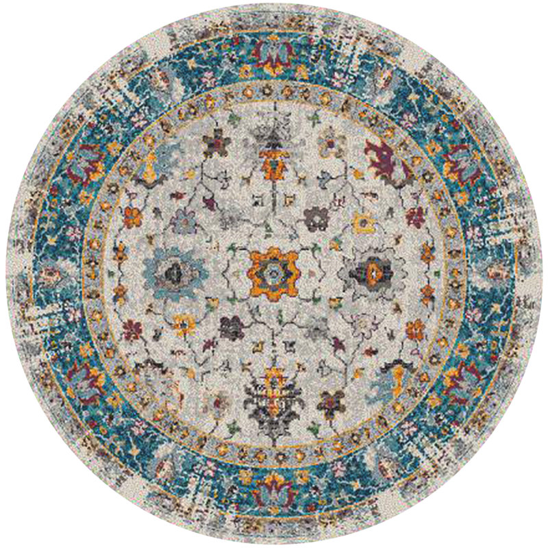 Tapis orange / bleu Miranda, Rond 7 pi 6 po