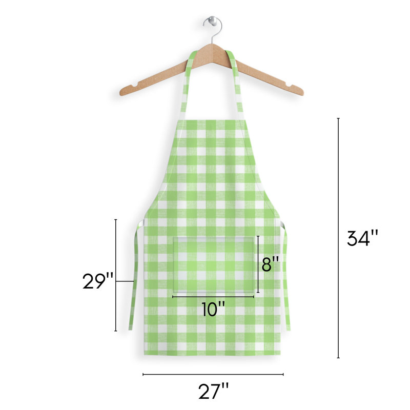 Plaid Bib Apron, Green/White