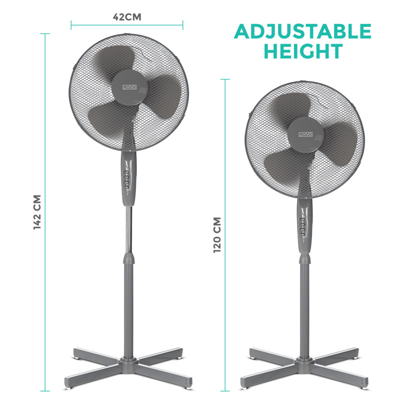 LIVIVO 130Cm Oscillating Pedestal/Standing Fan, Grey