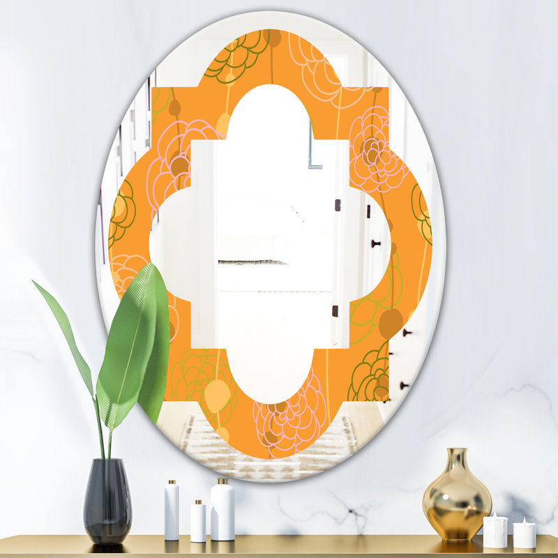 Miroir mural quatre fleurs, H 31,5 po x l 23,7 po
