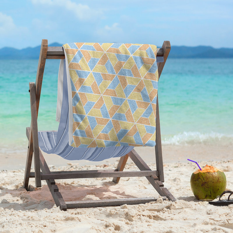 Katelyn Elizabeth Cotton Blend Beach Towel, Yellow/Blue/Orange
