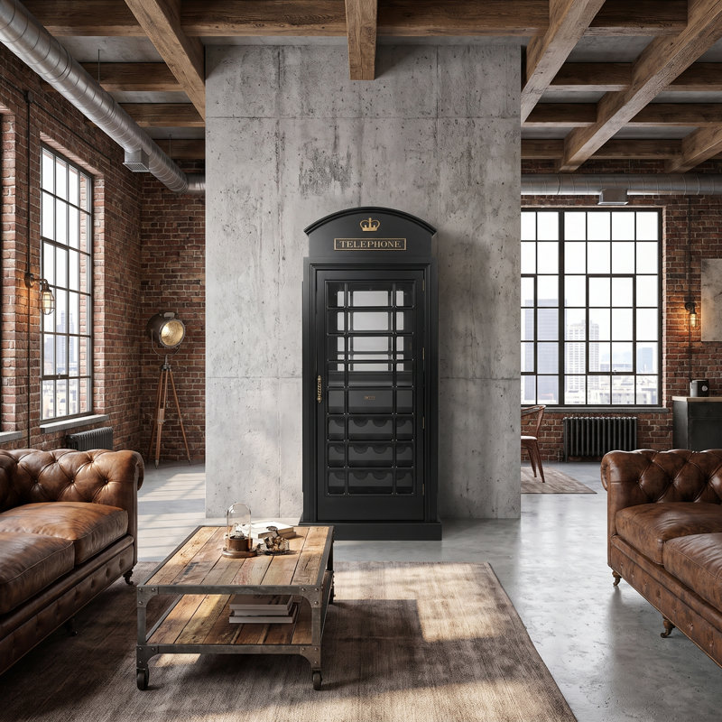 Armoire de bar avec cabine téléphonique Marroquin par RAM Game Room, Noir