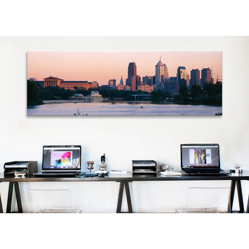« immeubles on the waterfront philadelphia, pennsylvanie », reproduction de photo sur toile, H 24 po x l 72 po x P 1,5 po