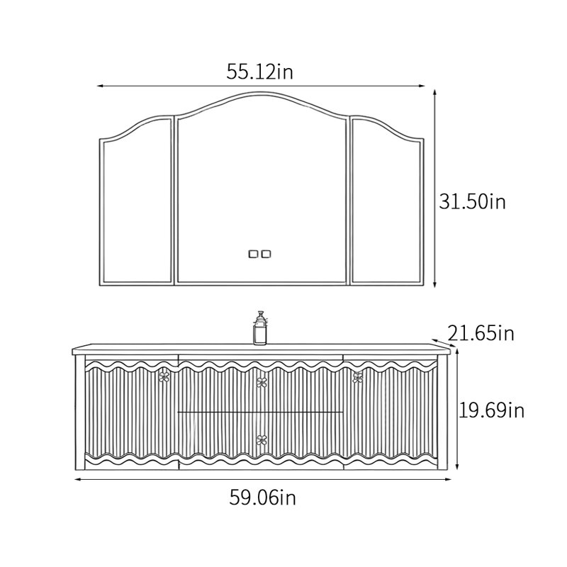 American retro-style bathroom cabinet., 59"