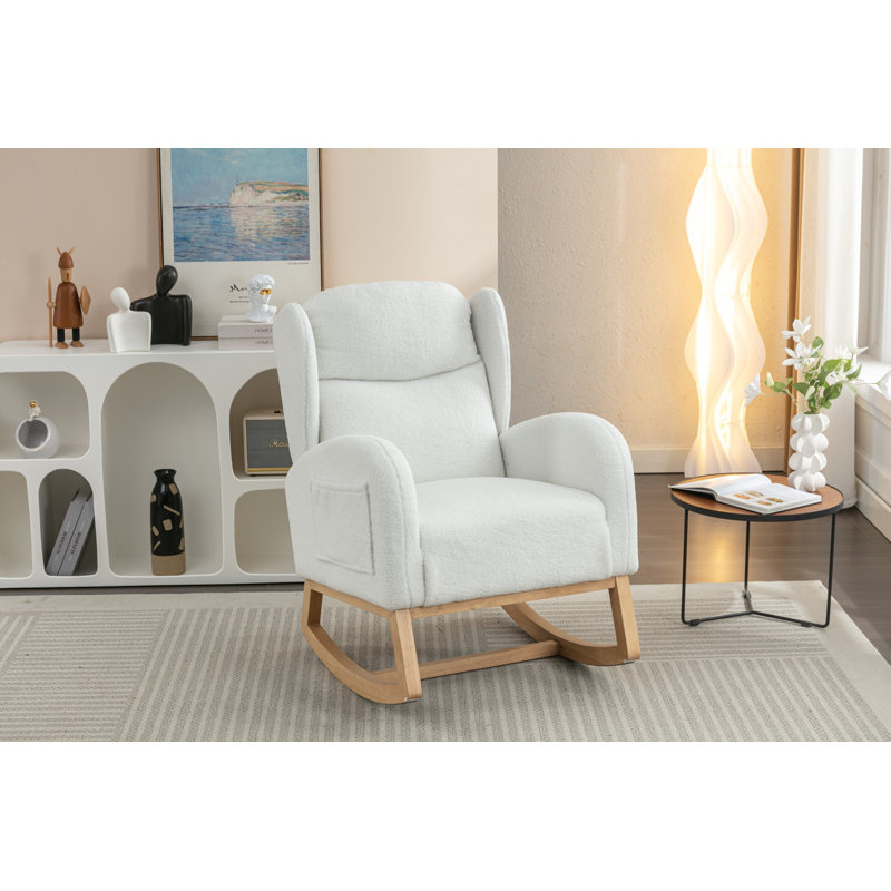 Solid Wood Rocking Chair, Ivory, Ivory