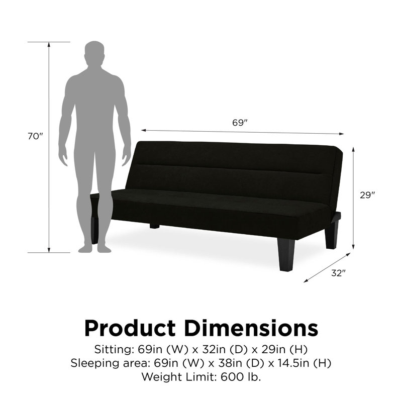 Adrijus Velvet Clic Clac Sofa, Black