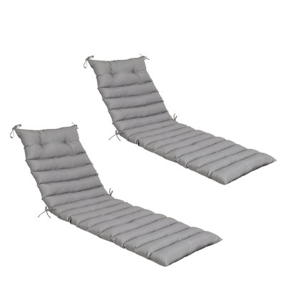 2-Pack Outdoor Lounge Chair Cushion Replacements in Grey - UV and Fade Resistant Polyester Patio Pads