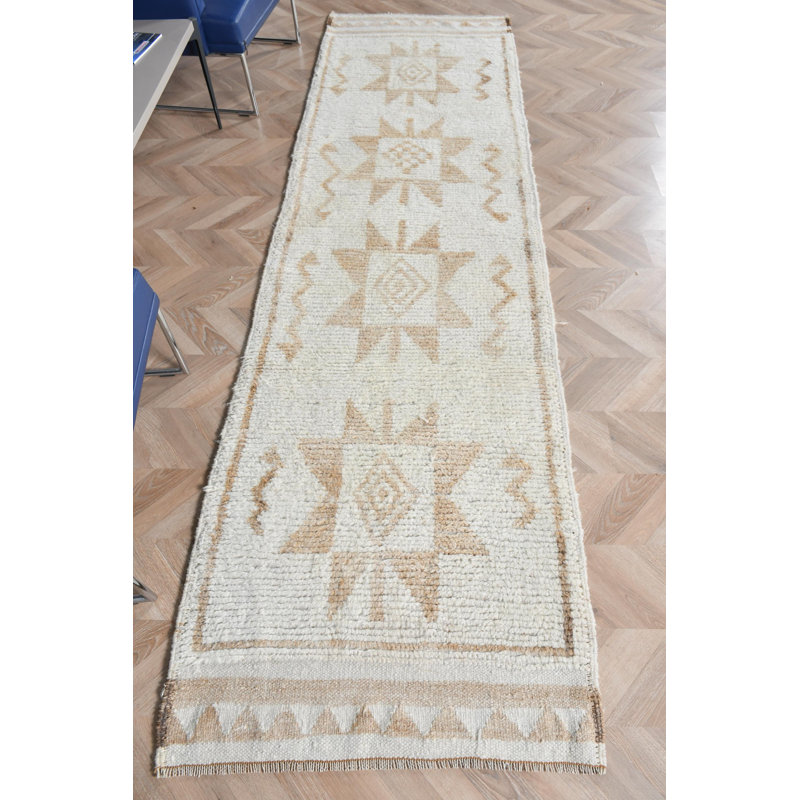 Tapis de style bohème turc rétro beige et crème avec motif géométrique pour une décoration intérieure unique