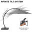 Parasol de patio décalé 11 pi avec base Yardgrace, rotation à 360 ° et inclinaison réglable, résistant aux rayons UV et à l'eau-251414249